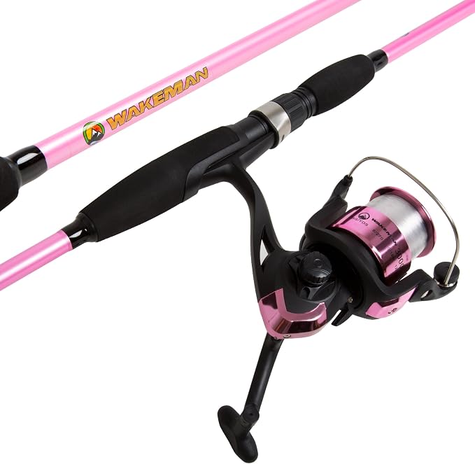 Fiberglass Fishing Pole - Strike Series 78-Inch Collapsible Rod and Spinning Reel Combo, EVA Handle, Pre-Spooled Reel, Fishing Gear for Catching Walleye, Bass, Trout, and More by Wakeman
