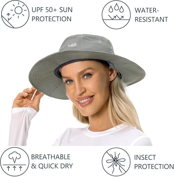 BASSDASH UPF 50+ Mosquito Sun Hat with Hidden Head Net and Neck Flap for Men Women Outdoor Fishing Hiking Camping
