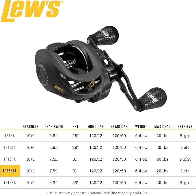 Lew's Tournament Pro LFS Speed Spool Baitcast Fishing Reel, Aluminum Frame, Premium 11 Stainless Steel Ball Bearings