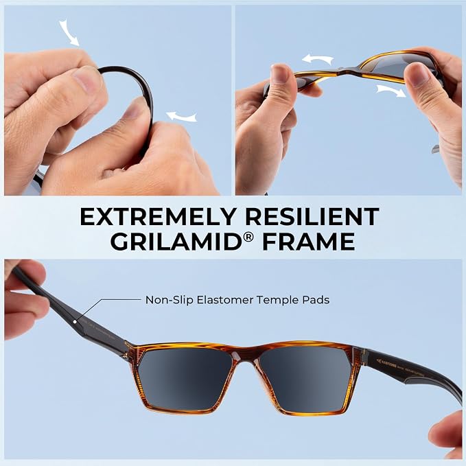 KastKing Beartrap Polarized Sports Fishing Sunglasses, With PuriVex Protective Lens Coating, Square Frame Design, Men Women