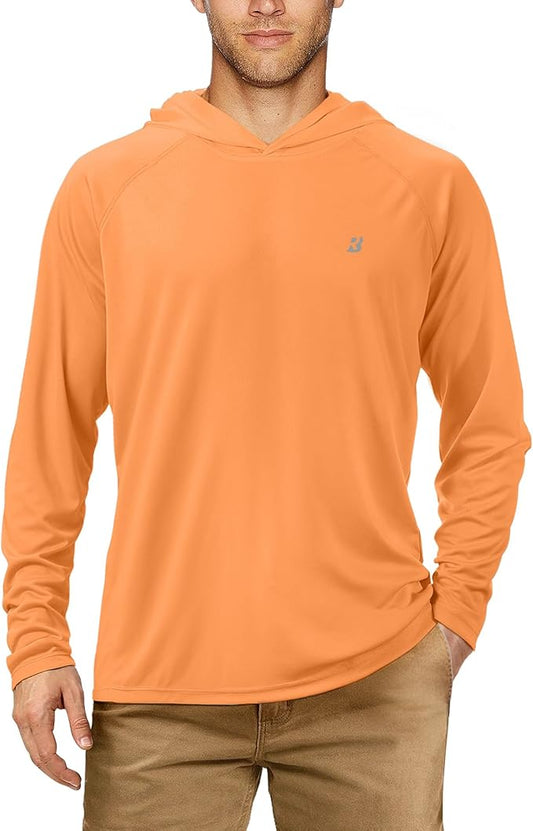 Roadbox UPF 50+ Fishing Shirts for Men, Long Sleeve UV Sun Protection Hoodie, Outdoor Hiking Running Swimming Rash Guard