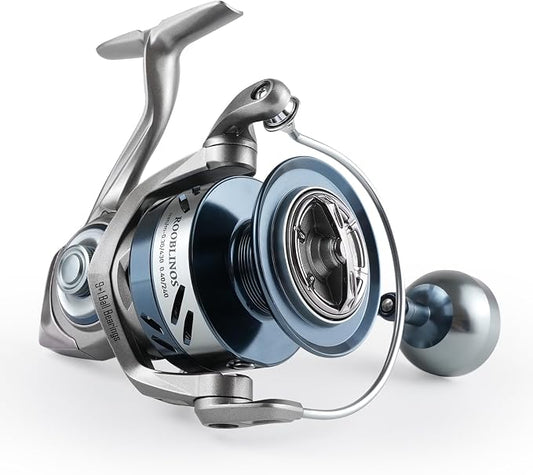 Rooblinos SW Long Shot Jigging Spinning Reel, Full Metal Body,Ultra Smooth,Powerful,Saltwater Big Fishing Reel 4000/6000/8000,9+1 BB, 66LB Max Drag, Lightweight, Inshore Offshore Surf Reel