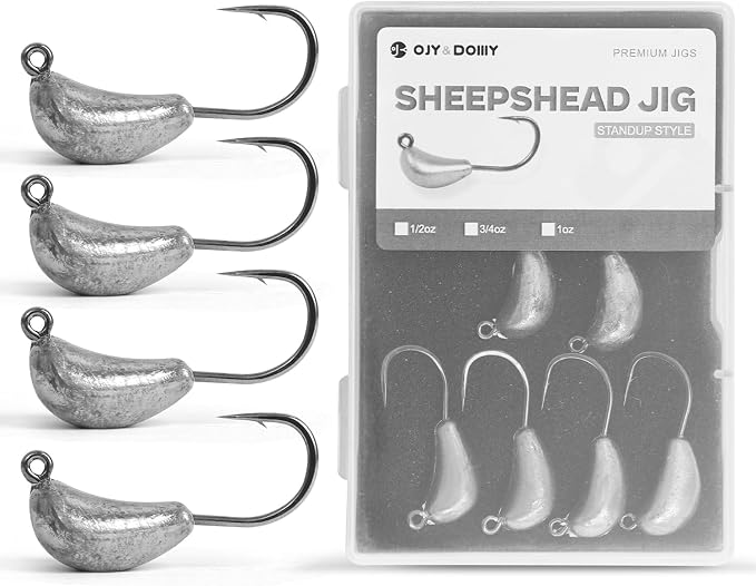 Sheepshead Jigs, Standup Style Jigheads with 4~10PCs, 3X Strengthened Hook Equipped with 1/2 3/4 1oz for Saltwater Fishing