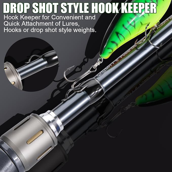Sougayilang Baitcaster Combo for Freshwater and Inshore, 2 Piece 30Ton+24Ton Graphite Fishing Rod with SuperPolymer Handle, 7.0:1 Gear Ratio Baitcasting Reel, 11+1 Bearings, S Style Hook Keeper