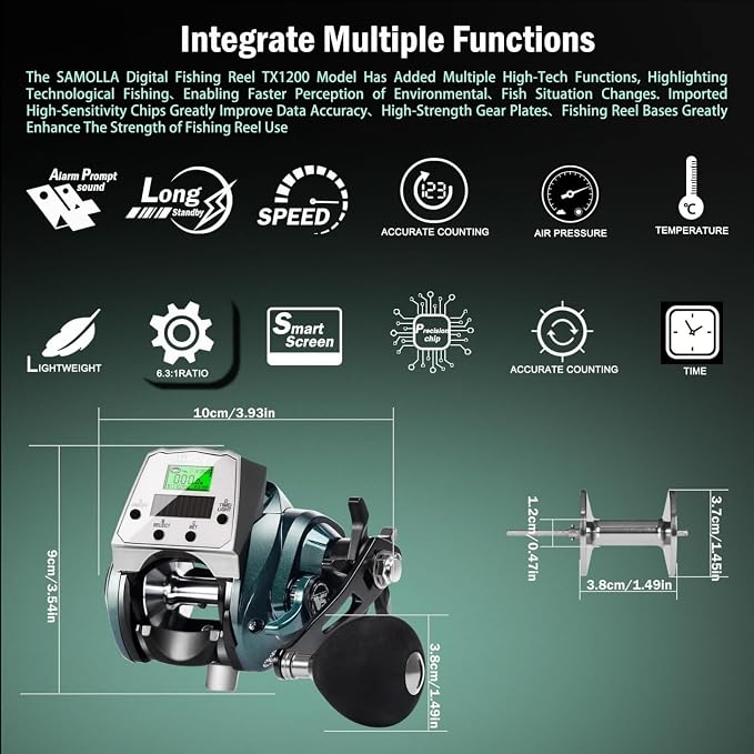 Digital Baitcasting Fishing Reel with LCD Display,8 oz Ultralight Electric Baitcaster Reel, 22-35 Lb Max Drag,6.3:1/7.2:1 Gear Ratio,Left/Right Handed,Compact Design for Freshwater & Saltwater