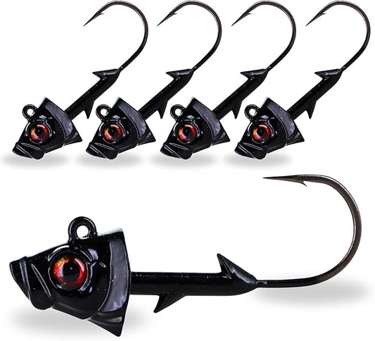 Reaction Tackle Swimbait Jig Head/Weighted Hooks for Saltwater and Freshwater/Realistic Fish Head (5 Pack)