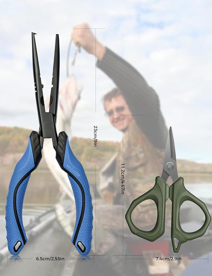 Fishing Tools Kit, Fishing Pliers,Fishing Scissors, Fishing Line Cutter for Braided Fishing Line,Fishing Gear with Lanyard