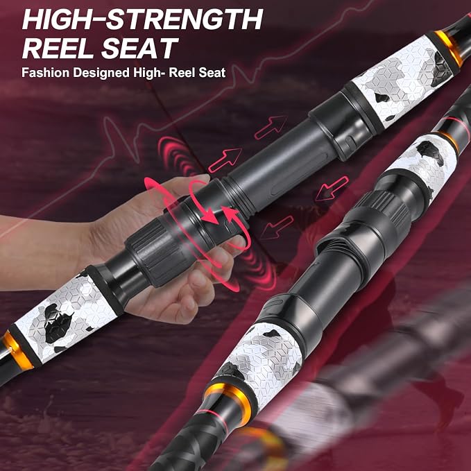 Sougayilang Surf Fishing Rod Portable Travel MH/H Surf Spinning Rod 4 Piece Carbon Fiber Saltwater Fishing Rod 10'/11'/12'/15'