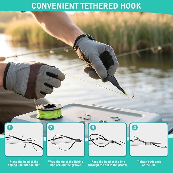 Fishing Knot Tying Tool with Retractable Lanyard & Built-in Knot Pick, 2-in-1 Quick Knot Tool for Fly Fishing Nippers, Freshwater Saltwater Anglers