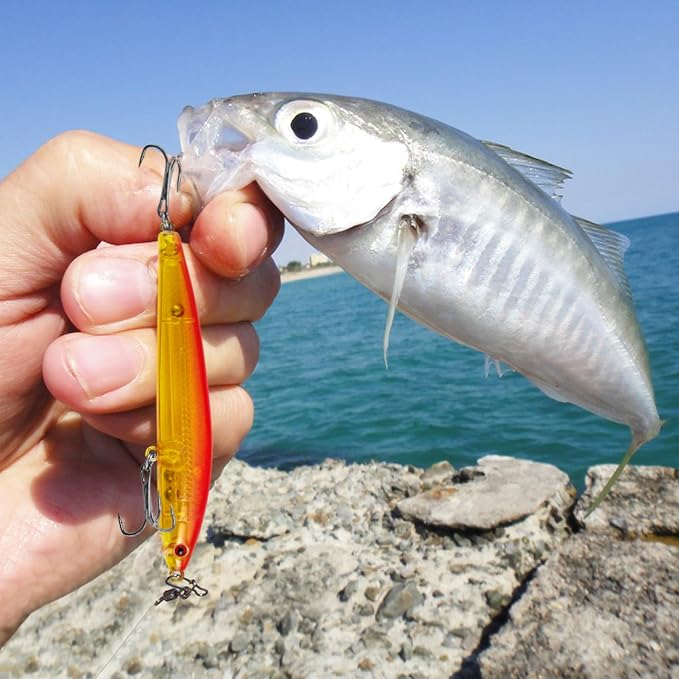 Fishing Lures Large Hard Bait Minnow VIB Lure with Treble Hook Life-Like Swimbait Fishing Bait Popper Crankbait Vibe Sinking Lure for Bass Trout Walleye Redfish