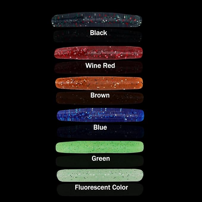 Soft Plastic Worms for Bass Fishing - Salted Soft Plastic Fishing Lures with Hook Slot 2.6in Saltwater Freshwater Bass Baits FS/RE-11
