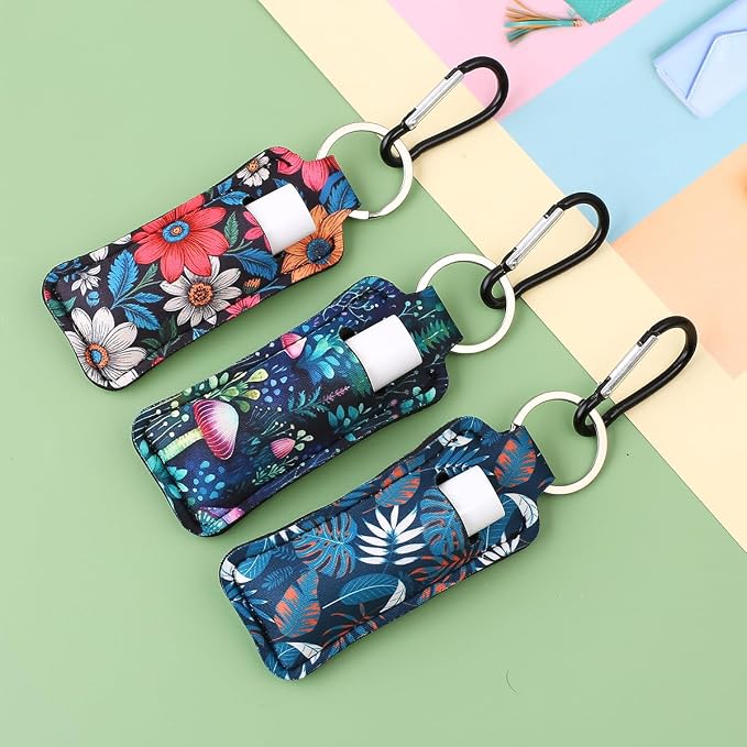 COOKOOKY Keychain Holder for Chapstick Lipstick Lip Gloss Cute Lip Balm Keychain Holder with Clip