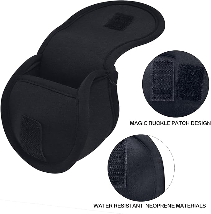 Aventik Neoprene Fly Fishing Reel Case Pouch Cover Fitting 5/6 7/8wt Fly Reel Storage (Black, 1-PACK 5/6)