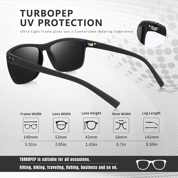 Square Polarized Sunglasses for Men and Women Lightweight Frame Sun Glasses with UV Protection