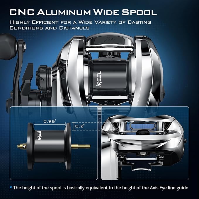 KastKing iReel One IFC Smart Baitcasting Fishing Reel, Bluetooth Connectivity to Smart Devices and KastKing App, Smoother & Longer Casts with Axis Eye Line Guide and Digital IFC Braking System