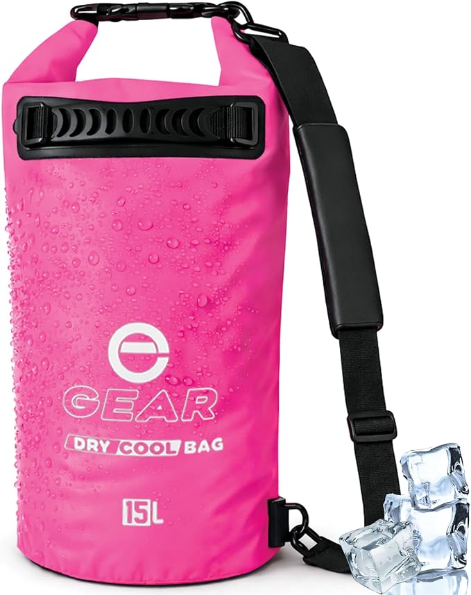 Enthusiast Gear Insulated Dry Bag Floating Cooler – 10L / 15L / 25L Roll Top, Leak Proof, Waterproof, Collapsible, with Padded Shoulder Strap - Perfect for Kayaking Fishing Beach