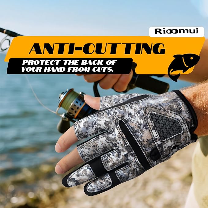 3-Cuts Fishing Gloves Men, Lightweight Breathable Anti-Slip Kayak Gloves Women for Kayaking, Sailing,Paddling,Rowing Enhanced Grip and Comfort