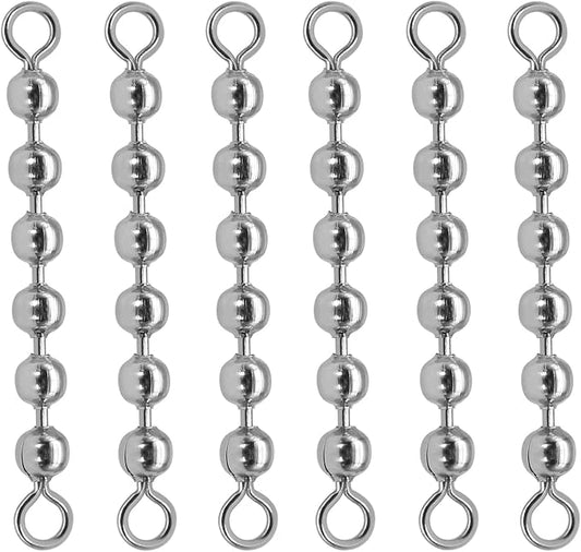 20 Pack Fishing Bead Chain Swivels High-Speed Trolling Swivels Stainless Steel Catfish Swivels Fishing Tackle Rig Fishing Gear Freshwater Saltwater Salmon Walleye