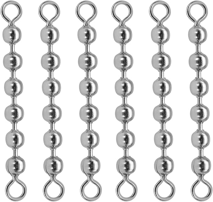 20 Pack Fishing Bead Chain Swivels High-Speed Trolling Swivels Stainless Steel Catfish Swivels Fishing Tackle Rig Fishing Gear Freshwater Saltwater Salmon Walleye