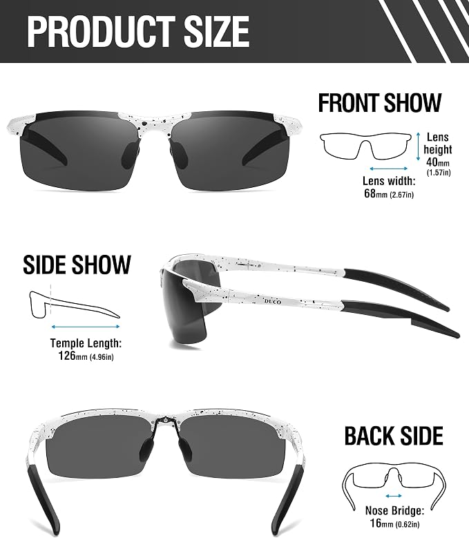 DUCO Mens Sports Polarized Sunglasses UV Protection Sunglasses for Men 8177s