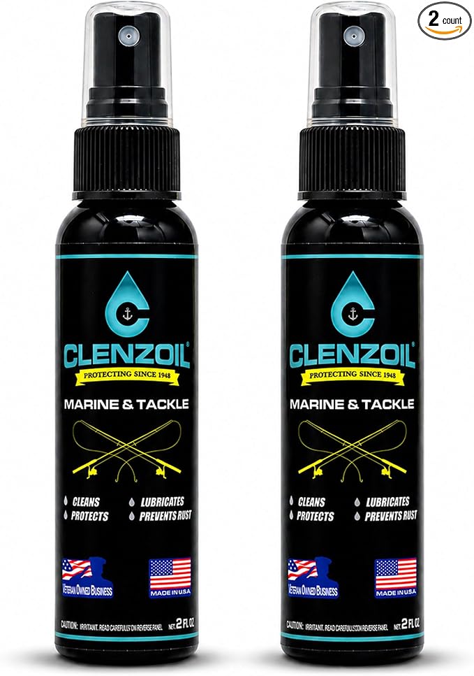 CLENZOIL Marine & Tackle - Fishing Gear Oil Lubricant - for Fish Care Reels, Boat Motors, Downriggers & More - Easily Oils Applicator