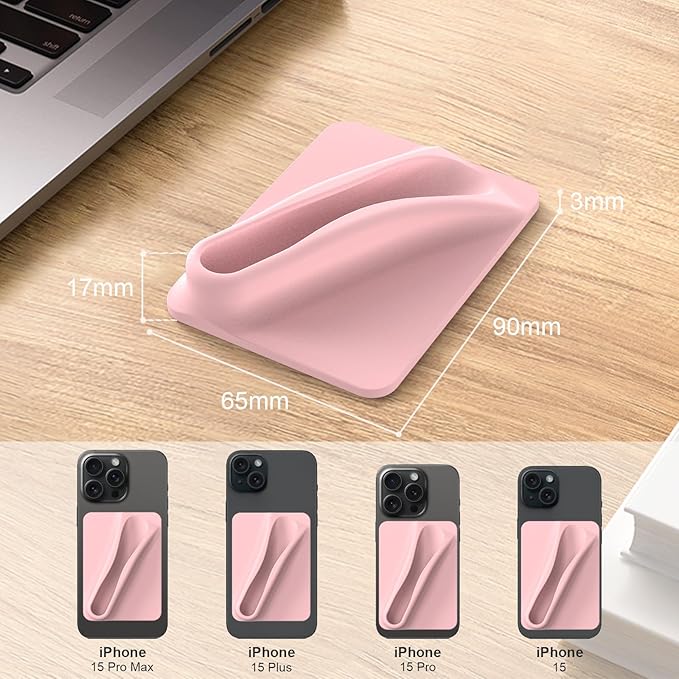 DOB SECHS 2PCS Silicone Lip Holder for Cell Phone Lipstick Lip Glaze Phone Case Back Stick On Holder for iPhone and Android Phones, Pink+Pink