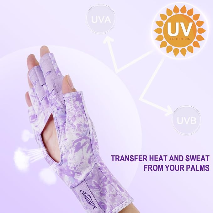 Palmyth UV Protection Fishing Fingerless Gloves UPF50+ Sun Gloves Men Women for Kayaking, Hiking, Paddling, Driving, Canoeing, Rowing