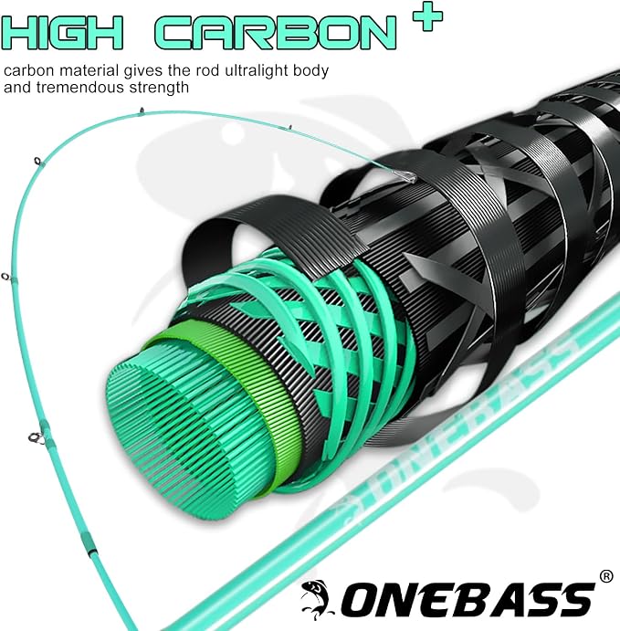 One Bass Fishing Rod Reel Combo, Baitcasting Fishing Pole with Graphite 2Pc Blanks