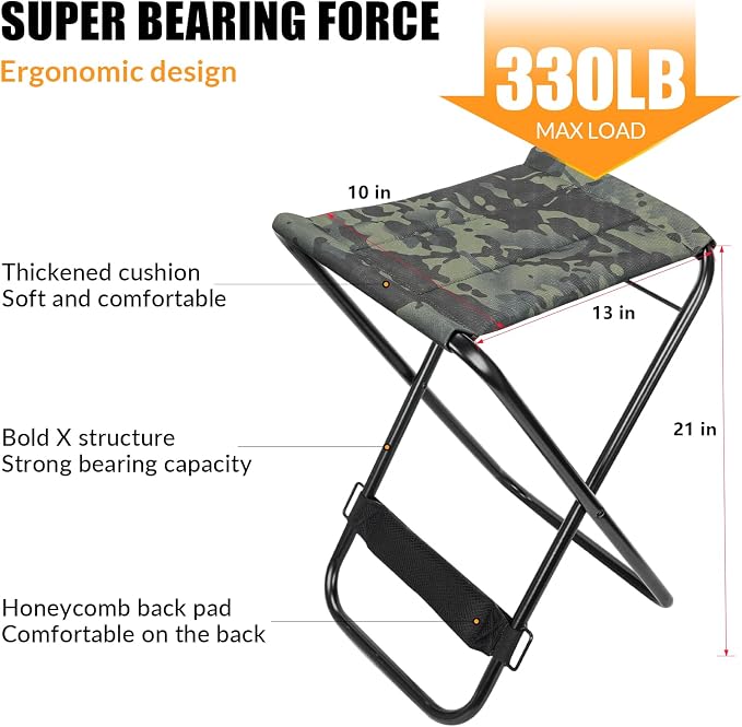 THKFISH Fishing Hunting Backpack Chair with Rod Holder, 35L Large Capacity Storage Tackle Box Foldable Backpack Stool for Adults Fishings, Camping and Hunting