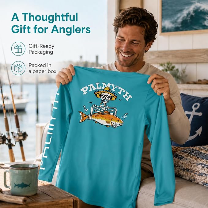 Palmyth Fishing Shirts for Men Long Sleeve UPF 50+ T Shirt Sun Protection Tee