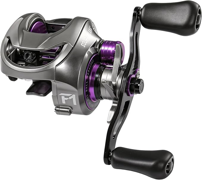 Sougayilang F1 Baitcasting Reel, 7.6:1 Gear Ratio, 18lbs Max Drag, 5+1 Stainless Steel Bearings, 5rd Gen Drag Alarm System, Magnetic Brake, Lightweight Low Profile Casting Reel for Freshwater Fishing