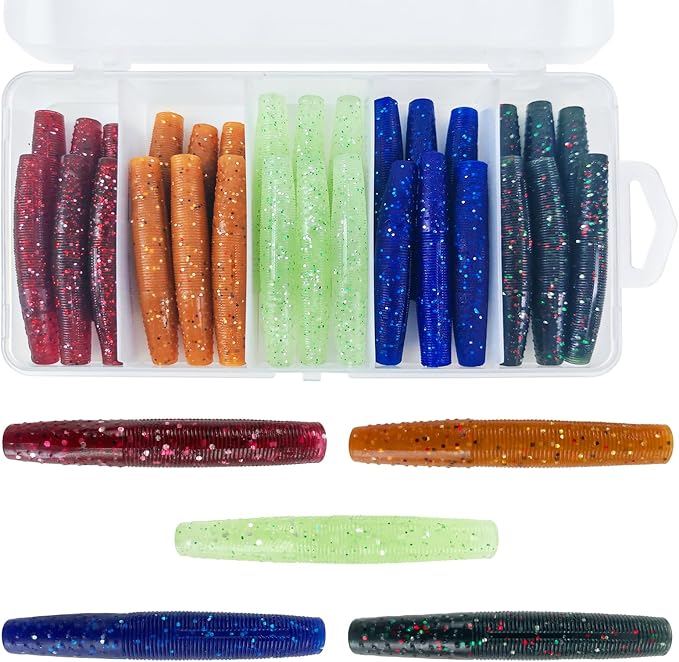 Soft Fishing Lures Kit Paddle Tail Swimbaits Plastic Worms Set Mixed Color Minnow Jerkbait Bass Lure Baitsfor Trout,Walleye,Crappie