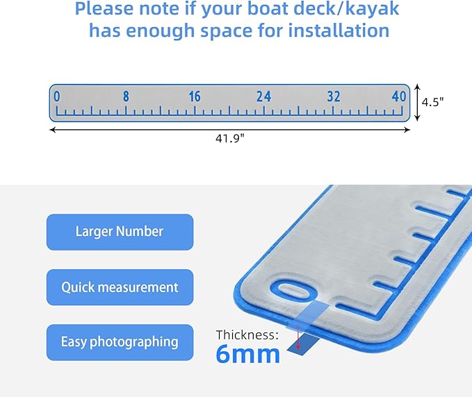 Fish Ruler for Boat 40in EVA Foam Fish Measuring Ruler with Self-Adhesive Backing for Fishing Kayaks Accessories Fish Ruler Measurement Sticker Tool for Fish Boat