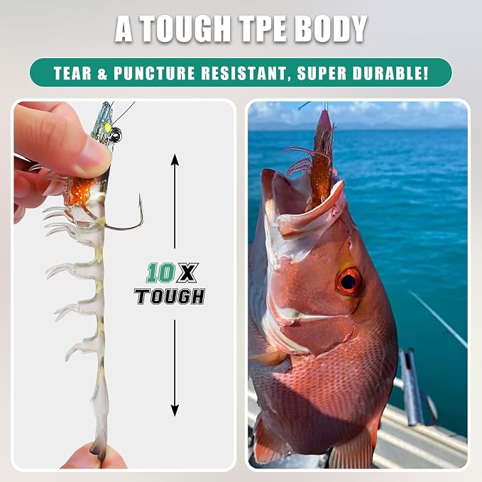 TRUSCEND Duramax Pre-Rigged Fishing Lures with BKK Jig Hooks, 10X Tear-Resistant TPE Soft Swimbaits for Bass Striper Trout Crappie Walleye Grouper, Lifelike Fishing Baits for Saltwater and Freshwater
