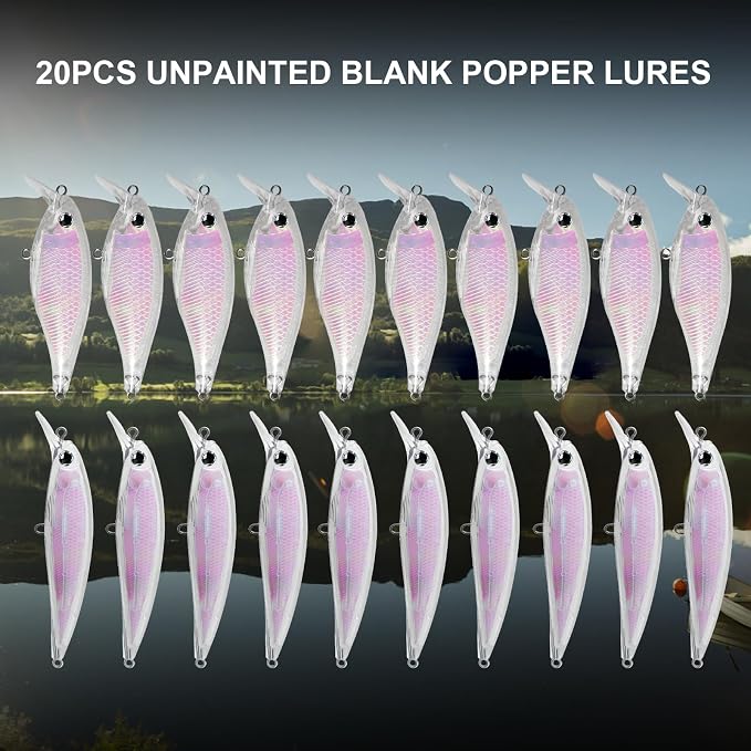10pcs/20pcs Fishing Blanks Lures Kit Fishing Topwater Unpainted Swimbait Unpainted Crankbaits Hard Baits DIY Lure for Bass Salmon Trout Saltwater and Freshwater