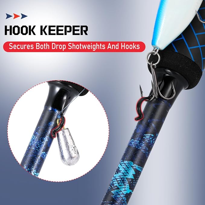Sougayilang Fishing Rods,IM7 Graphite Spinning Rod & Casting Rod, Stainless Steel Guides, SuperPolymer Handle,“S” Style Hook Keeper