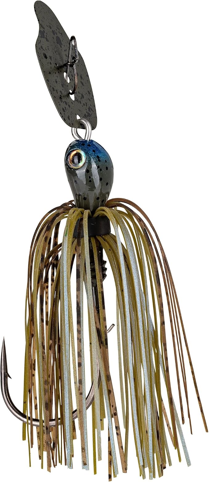 Strike King Thunder Cricket Fishing Lure, Vibrating Swim Jig, Silver Blade, 4/0 Jungle-Style Flipping Hook