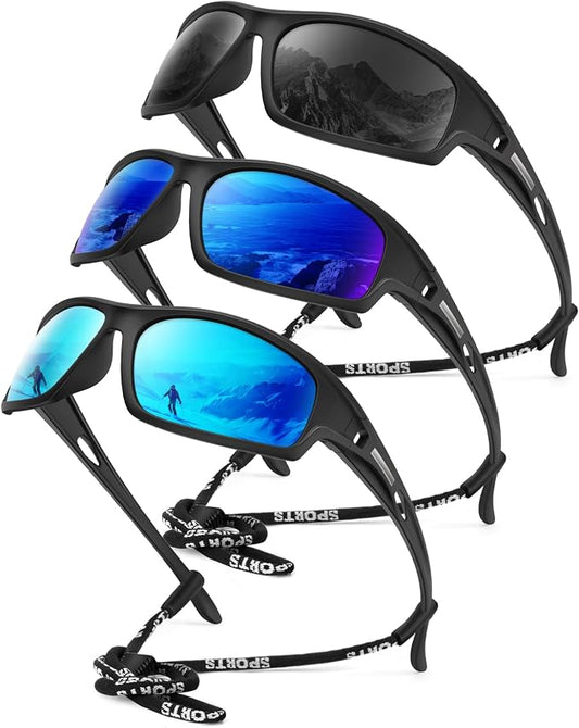 KALIYADI 4 Pack Polarized Sunglasses-Men Sports Sun-glasses: Mens Sunglasses UV Protection for Fishing Driving Cycling