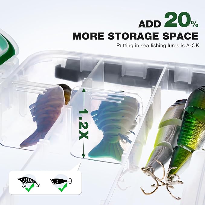 Ghosthorn Fishing Tackle Box, Waterproof 3600 and 3700 Tackle Trays, Plastic Tackle Box Organizer with Removable Dividers Storage Lure Box for Lures 3 Packs (3700 * 3)