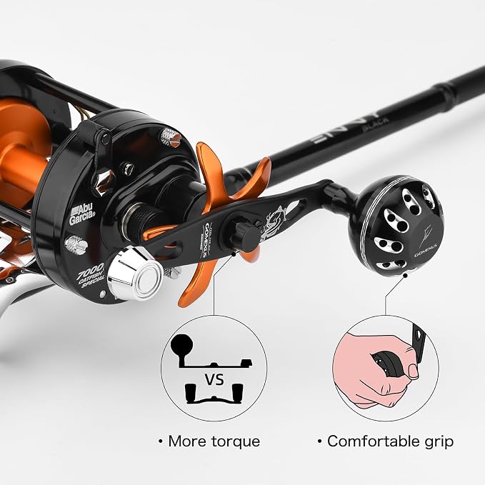 GOMEXUS Power Handle for Abu Garcia Ambassadeur C3/C4/S/SX 5000-7000 Round Fishing Reels Catfish Special Crank