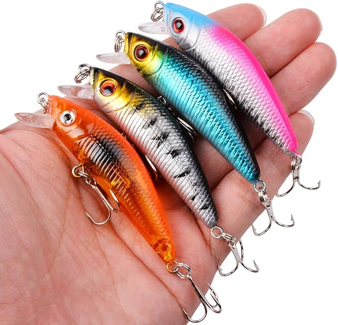Aorace Fishing Lures Kit Mixed Including Minnow Popper Crank Baits with Hooks for Saltwater Freshwater Trout Bass Salmon Fishing