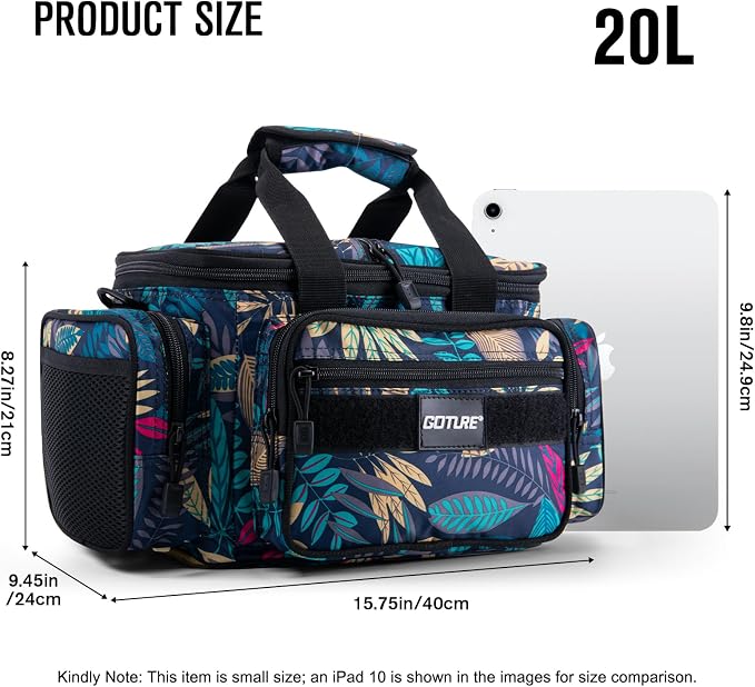 Goture Fishing Tackle Bag with 4 Tackle Boxes, Soft Side 600D Water-Resistant Cross Body Sling Fishing Bag, Small Saltwater Gear Storage Tactical Bags, Gifts for Men/Women (15.75"x9.45"x8.27")