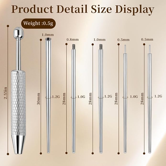 Piercing Taper Ball Grabber Tool for Changing Jewelry - 14G 16G 18G 20G Stainless Steel Flat Back Earring Applicator Tool Piercing Kit for Ear/Nose/Eyebrow/Tongue/Navel/Nipple/Lip