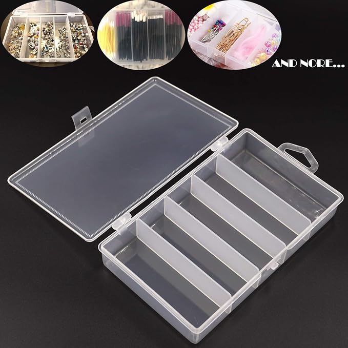 Honbay Clear Visible Plastic Fishing Tackle Accessory Storage Box Case Container - Jewelry Making Findings Organizer - (M:7"x4.3"x1.2")