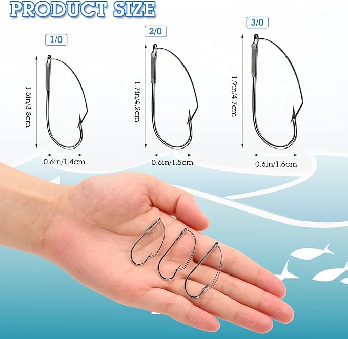 Sumind Weedless Wacky Rig Hooks Bass Carbon Steel Fishing Hooks for Wacky Rigging Worm Lure Baits