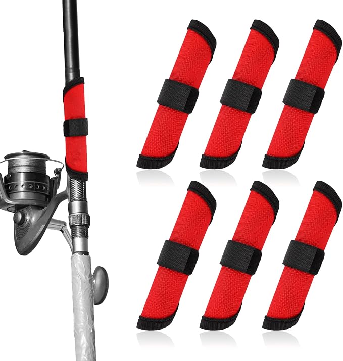 Gosknor Lure Wrap, 5.9 Inch Fishing Lure Covers Bait Gloves Fish Hook Storage Protectors Pole Sleeve Guard for Fishing Rod to Keep Fishermen Safe (6, Red)