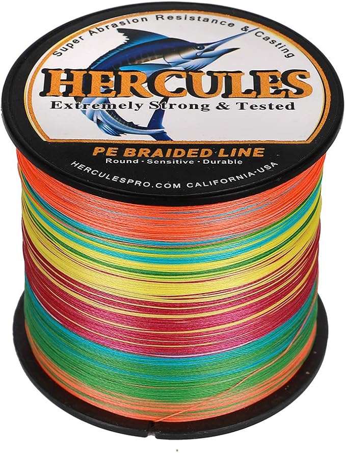 HERCULES Cost-Effective Super Strong 4 Strands Braided Fishing Line 6LB to 100LB Test for Salt-Water, 109/328 / 547/1094 Yards (100M / 300M / 500M / 1000M), Diam# 0.08MM - 0.55MM, Hi-Grade