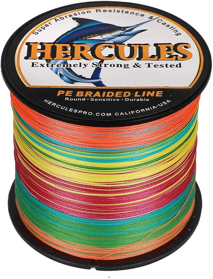 HERCULES Cost-Effective Super Strong 4 Strands Braided Fishing Line 6LB to 100LB Test for Salt-Water, 109/328 / 547/1094 Yards (100M / 300M / 500M / 1000M), Diam# 0.08MM - 0.55MM, Hi-Grade
