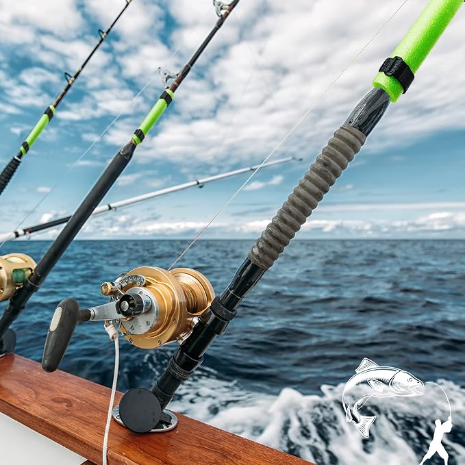 12 Pieces Fishing Rod Floats Fishing Pole Floats Kayak Gear with 24 Hook and Loop Straps for Boats Accessories