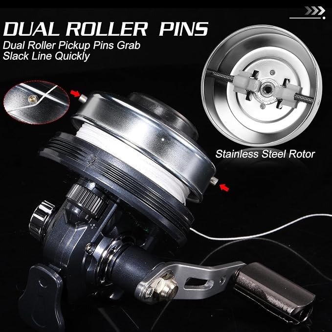 Sougayilang Spincast Fishing Reel - 3.9:1 High Speed, All-Metal Gears, 10LB Drag - Easy Push Button Casting for Bass, Trout, Catfish - Left/Right Hand Changeable，Includes Monofilament Line